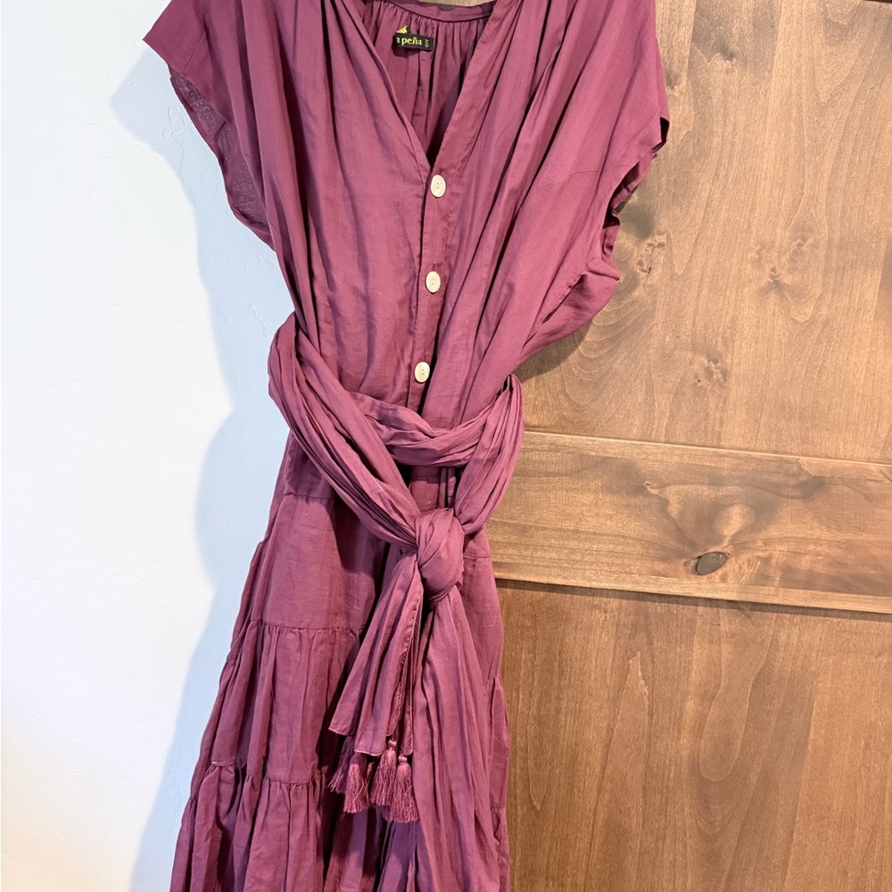 Anthropologie Erika Pena Midi Dress with Versatile Matching Sash ~ OS